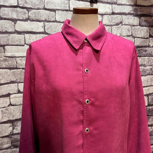 Chico's Design Raspberry Colored Button Down Blouse Size XL - Picture 2 of 8
